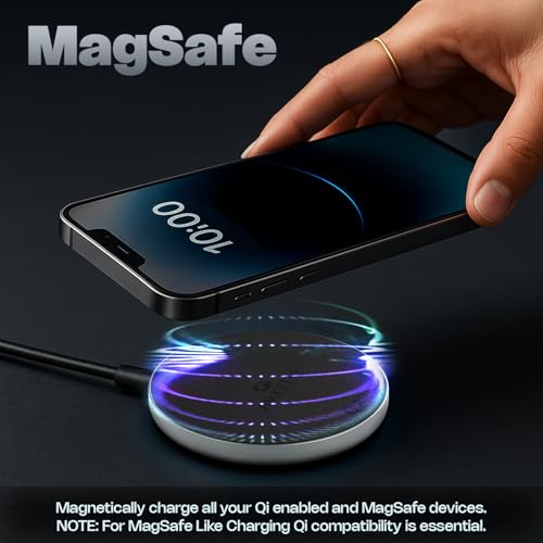 Amkette Air 450 Wireless Charger/Magsafe Charger | Latest Qi Technology 15W Wireless Charging with MagSafe Compatibility| Includes Magnetic Ring for Non-MagSafe Phones | Universal Compatibility - Image 3