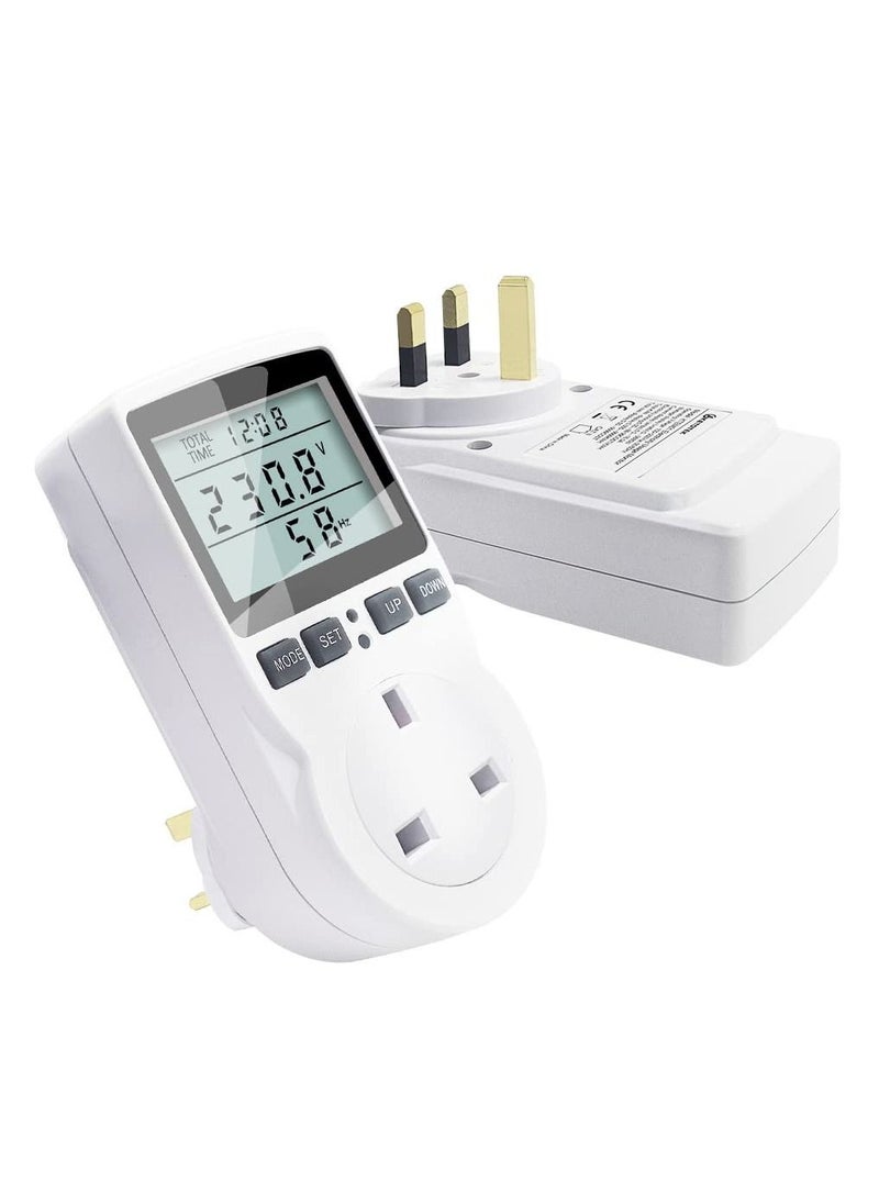SYOSI - Power Meter Energy Monitor lug, Watt Meter LCD Display Electricity Usage Monitor 11 Monitoring Modes, Watt Volt Amp Power Consumption Meter Overload Warning Plug for Home Appliances - Image 1