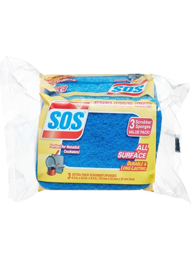 S.O.S Heavy Duty Scrubber Sponge, Home Cleaning Sponges, Dual-Sided Scrubber, Kitchen and Bathroom Sponge, All Surface Use, 3 Count - Image 4
