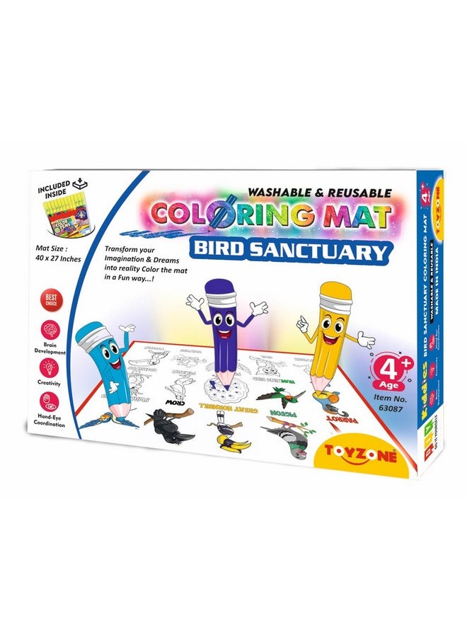 Toy Zone TOYZONE Bird Sanctuary Coloring Mat | Reusable and Washable |Colouring Mat for Kids 3+ Years 