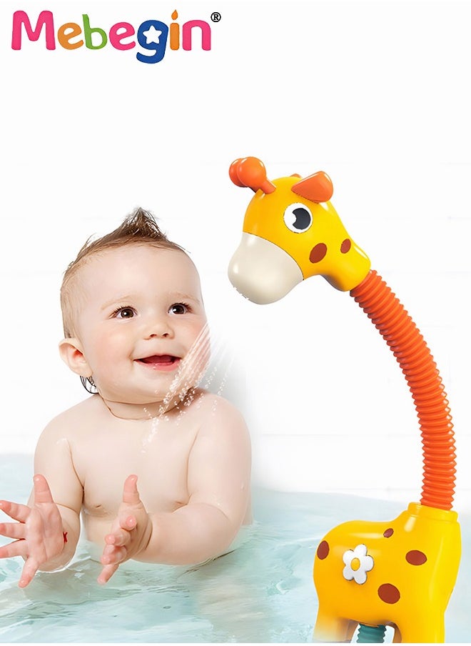MEBEGIN Giraffe Shower with Powerful Suction Cups, Electric Shower Head, Automatic Bath Toys, Absorbent Bathtub Spray Toy, Creative Baby Bath Companion Toy, 360° Angle Adjustment Sprinkler, 3 AA Batteries Required(Not Included)  - Image 1
