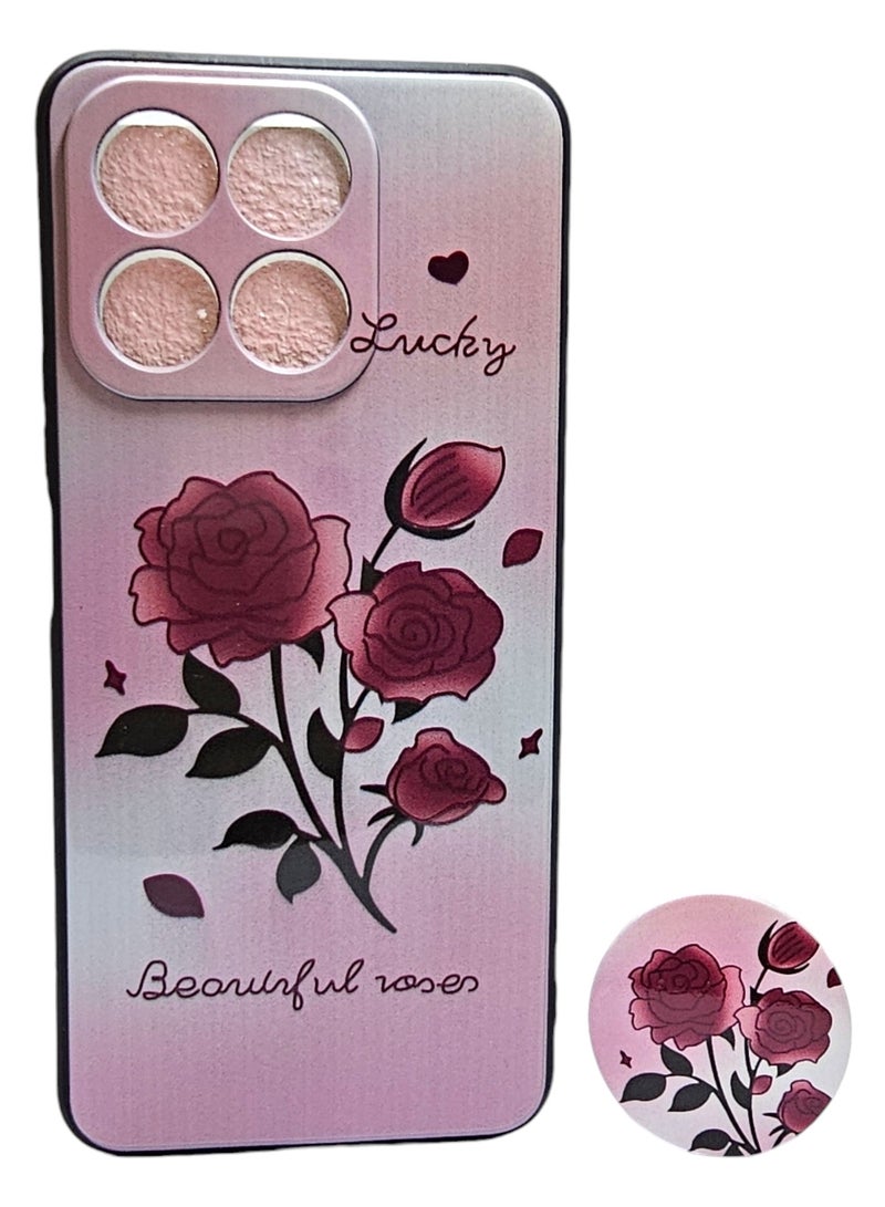 غطاء حماية خلفي مرسومة مع مسكة لهاتف هونر X8a - Image 1