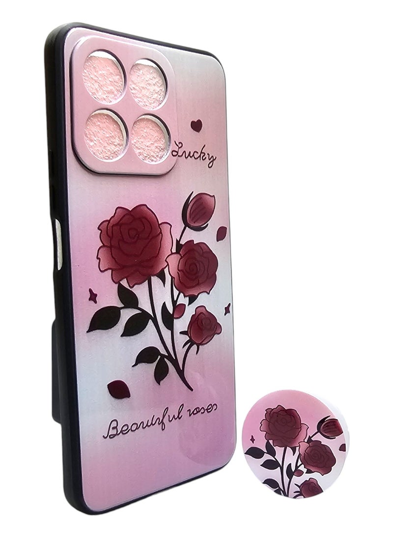 غطاء حماية خلفي مرسومة مع مسكة لهاتف هونر X8a - Image 2