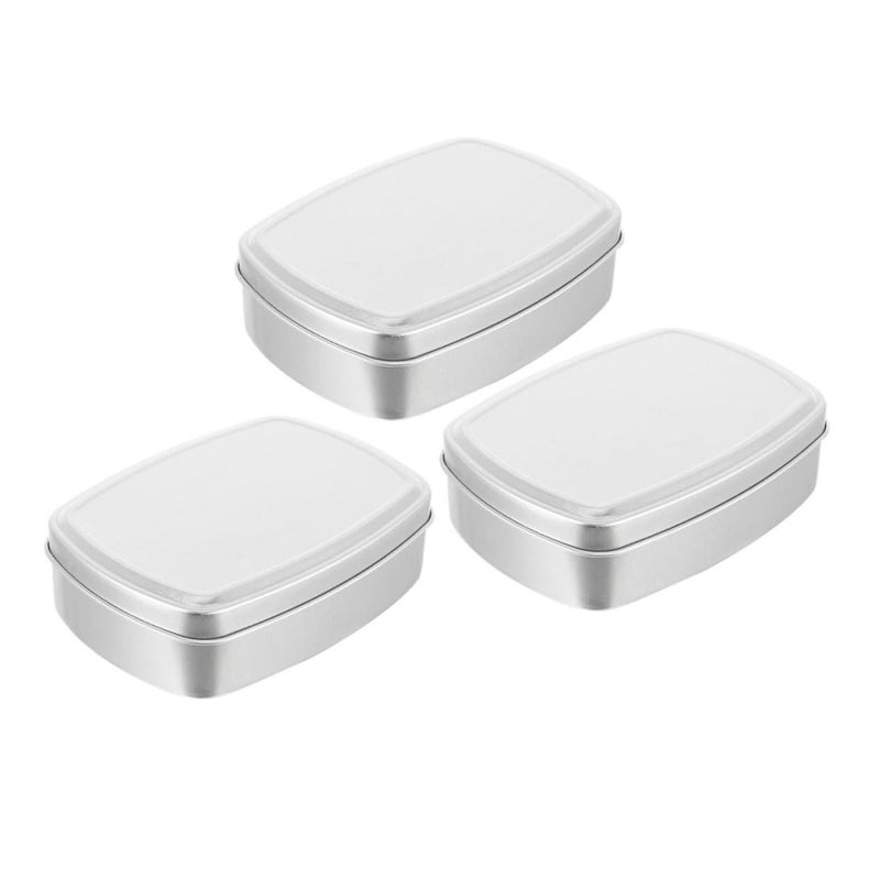 3 Pack Aluminum Soap Boxes With Lids Lightweight Travel Rustproof Bathroom Kitchen - Image 2