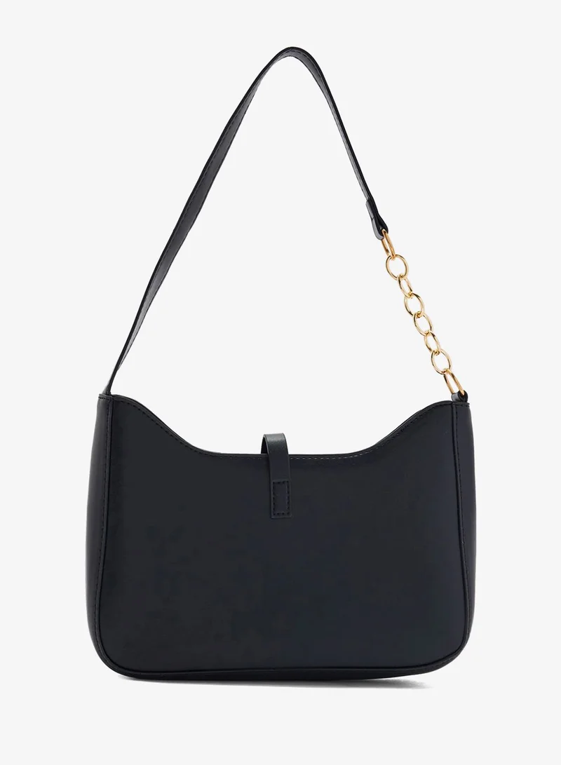 ELLA trim detail shoulder bag with gold accent