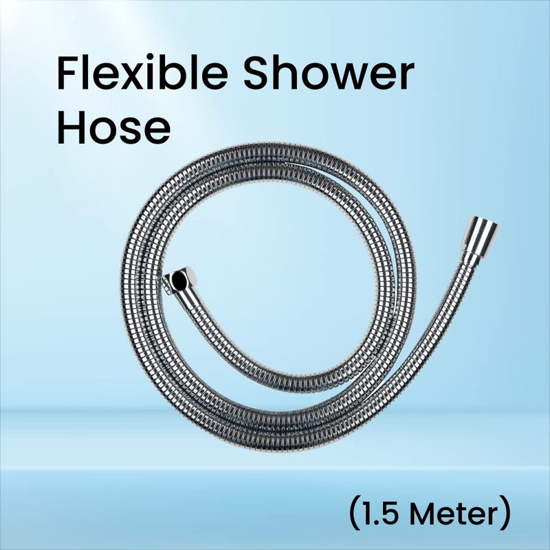 RiverSoft Handheld Shower With 1.5 Meter Flexible Hose and Sf-15 Pro Shower-Tap Filter for Hard Water - 15 Stage (Handshower + Filter + Hose Pipe) - ABS, Grey, Chrome - Image 3