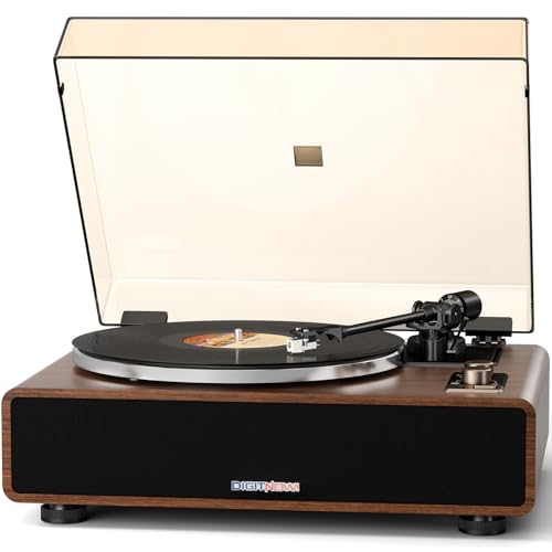 DIGITNOW Vinyl Record Player with Magnetic Cartridge, High Fidelity Belt Drive Turntable with Built-in Speakers & Phono Preamp, Wireless Playback and Aux-in Functionality, Auto Off - Image 1