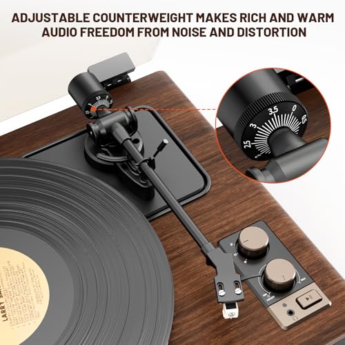 DIGITNOW Vinyl Record Player with Magnetic Cartridge, High Fidelity Belt Drive Turntable with Built-in Speakers & Phono Preamp, Wireless Playback and Aux-in Functionality, Auto Off - Image 5