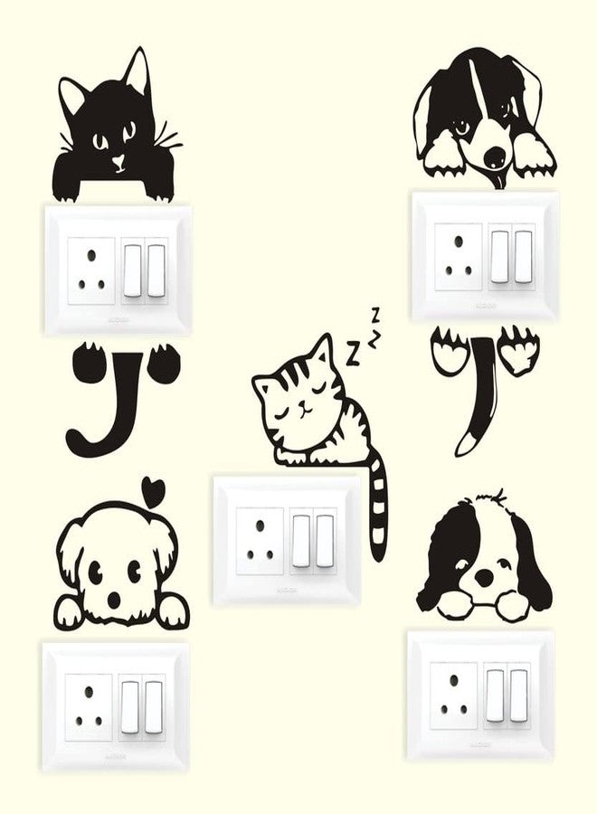 RNG PVC Vinyl Cartoon Katty Cat Animals Switch Board Stickers,Multicolor,53 X 16 Centimeter,Set of 5-Self-Adhesive - Image 3