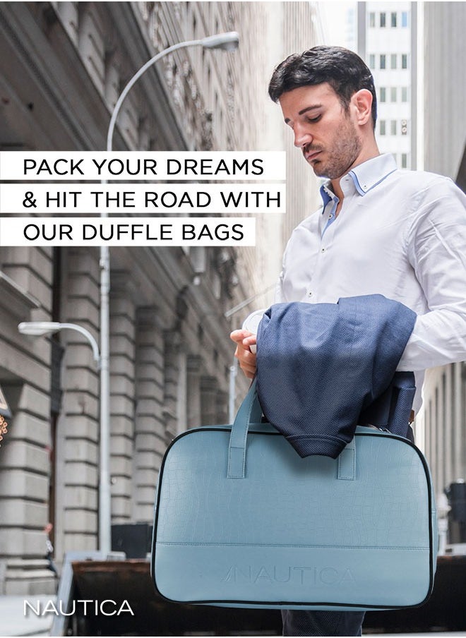 NAUTICA Nautica Duffle Bag for Travel | Stylish Leatherette Luggage | Compact and Comfortable for Travelling | Suitable for Men's and Women's One Size Blue 15cms  - Image 3