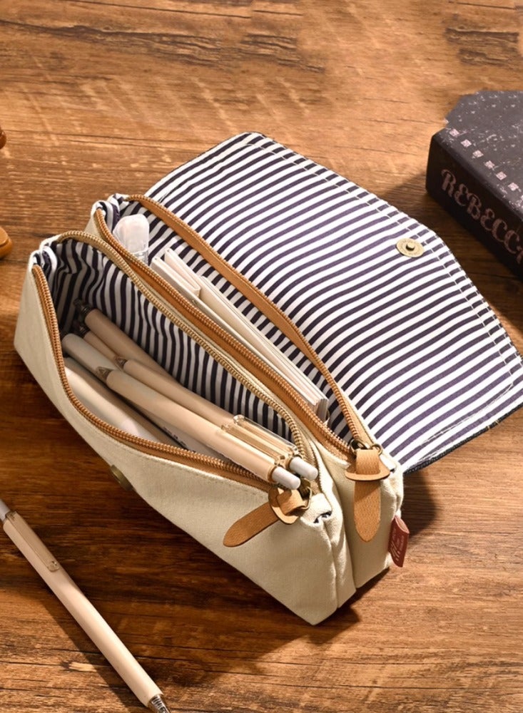 Denim Pencil Case For Girls With a Sense Of Design Niche Stationery Box Bag For Girls Pencil Case With High Appearance And Light Luxury Sense Of Luxury Retro [Denim Cotton] ink color - Image 3