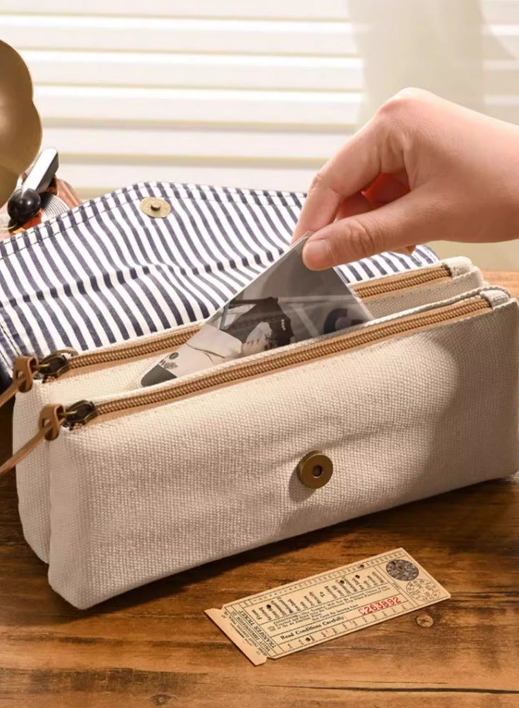 Denim Pencil Case For Girls With a Sense Of Design Niche Stationery Box Bag For Girls Pencil Case With High Appearance And Light Luxury Sense Of Luxury Retro [Denim Cotton] ink color - Image 4