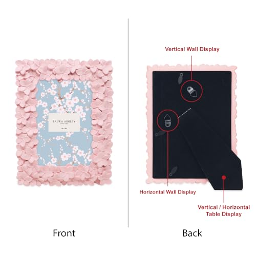 Laura Ashley 4x6 Pink Flower Textured Hand-Crafted Resin Picture Frame with Easel & Hook for Tabletop & Wall Display, Decorative Floral Design Home Décor, Photo Gallery, Art, More (4x6, Pink) - Image 3