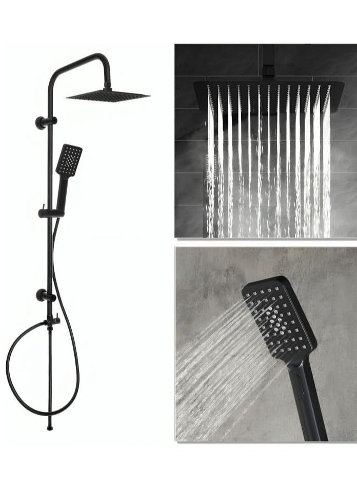 Up Down Shower - Shower Mixer Set with Wall Mounted Shower System, Hardware Set with Overhead Shower Head and Multifunctional Hand Shower Set, Modern, Easy to Install, Black Color - Image 2