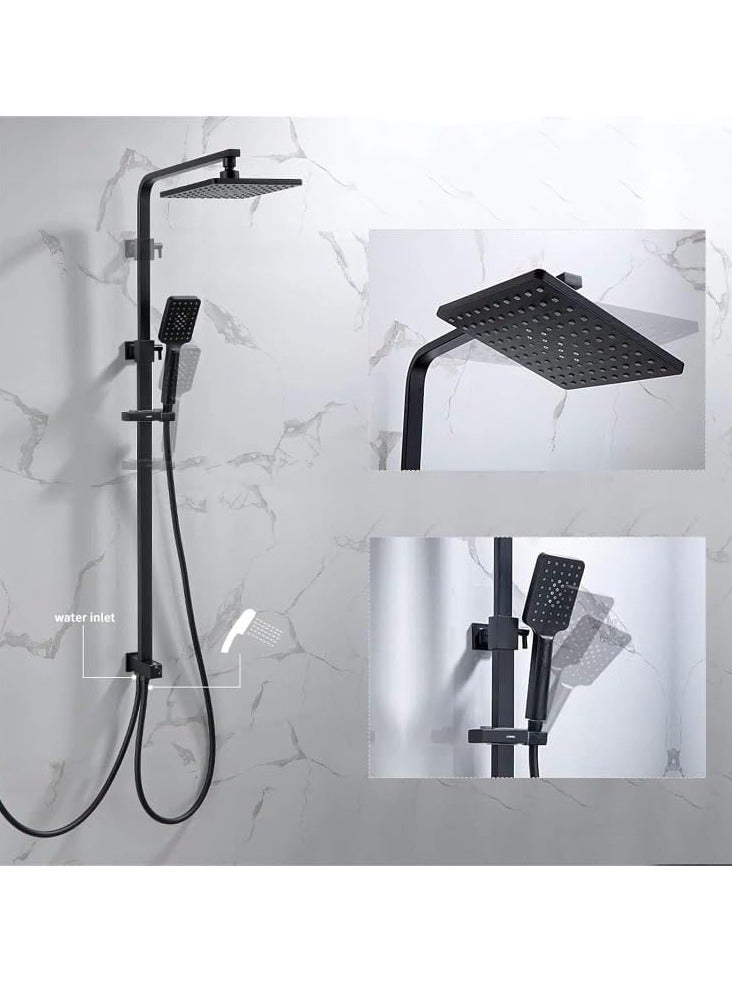 Up Down Shower - Shower Mixer Set with Wall Mounted Shower System, Hardware Set with Overhead Shower Head and Multifunctional Hand Shower Set, Modern, Easy to Install, Black Color - Image 3