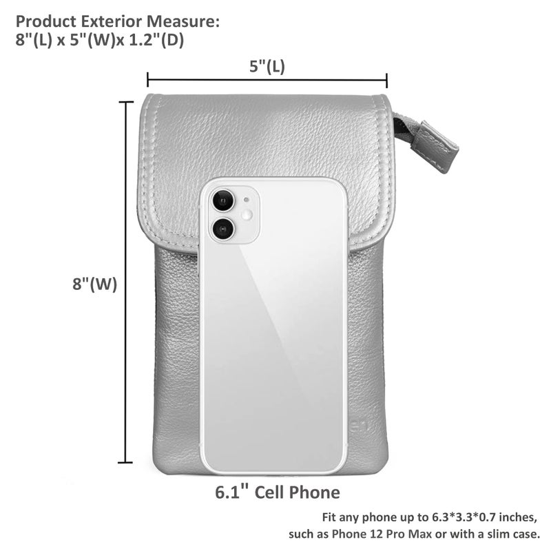 befen Crossbody Wallet Purse Cell Phone Bags, Women Small Leather Crossbody Bag-Sliver Grey - Image 3