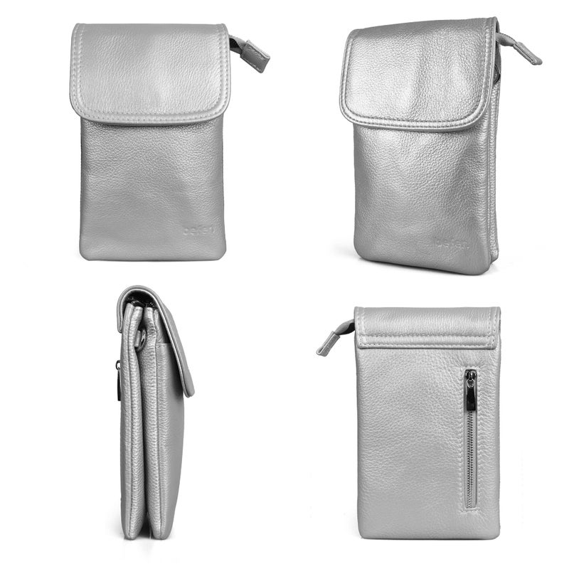 befen Crossbody Wallet Purse Cell Phone Bags, Women Small Leather Crossbody Bag-Sliver Grey - Image 5