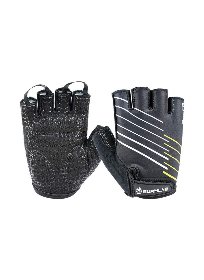 BURNLAB - BURNLAB Flex Gym Gloves for Men and Women - Ideal for Weightlifting, Cycling, Crossfit, Offers Good Grip and Soft Padding Force Black - Image 1