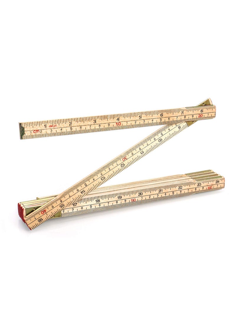 QWORK QWORK Folding Wood Rule, 6 FT 6 Inch Foldable Ruler with US and Metric Measurements for Carpenters  - Image 1