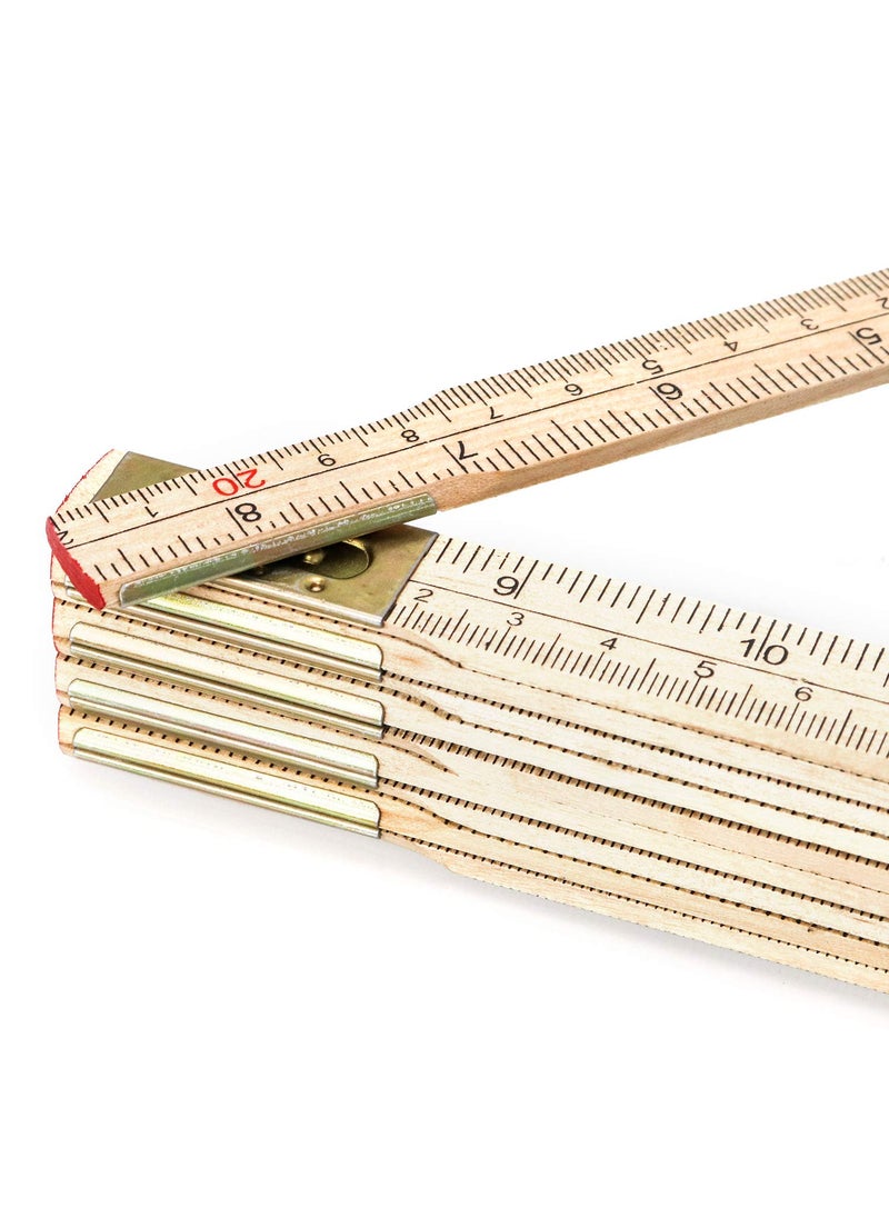 QWORK QWORK Folding Wood Rule, 6 FT 6 Inch Foldable Ruler with US and Metric Measurements for Carpenters  - Image 3