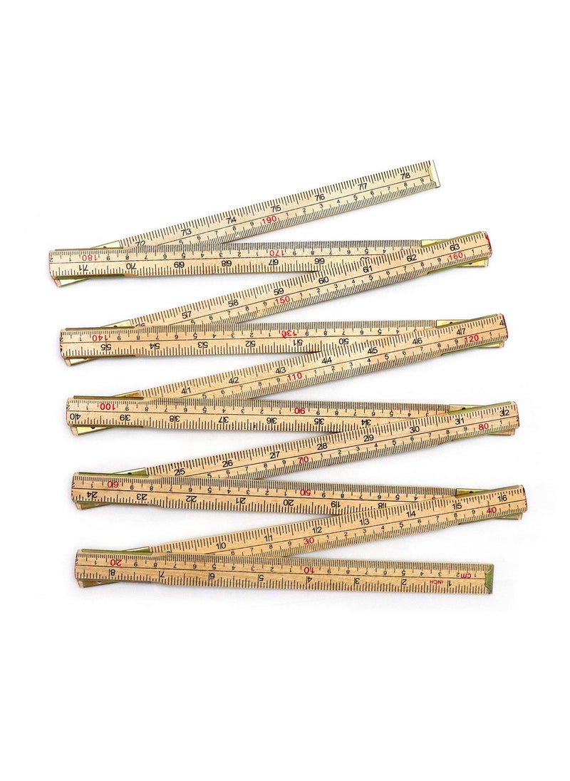 QWORK QWORK Folding Wood Rule, 6 FT 6 Inch Foldable Ruler with US and Metric Measurements for Carpenters  - Image 4