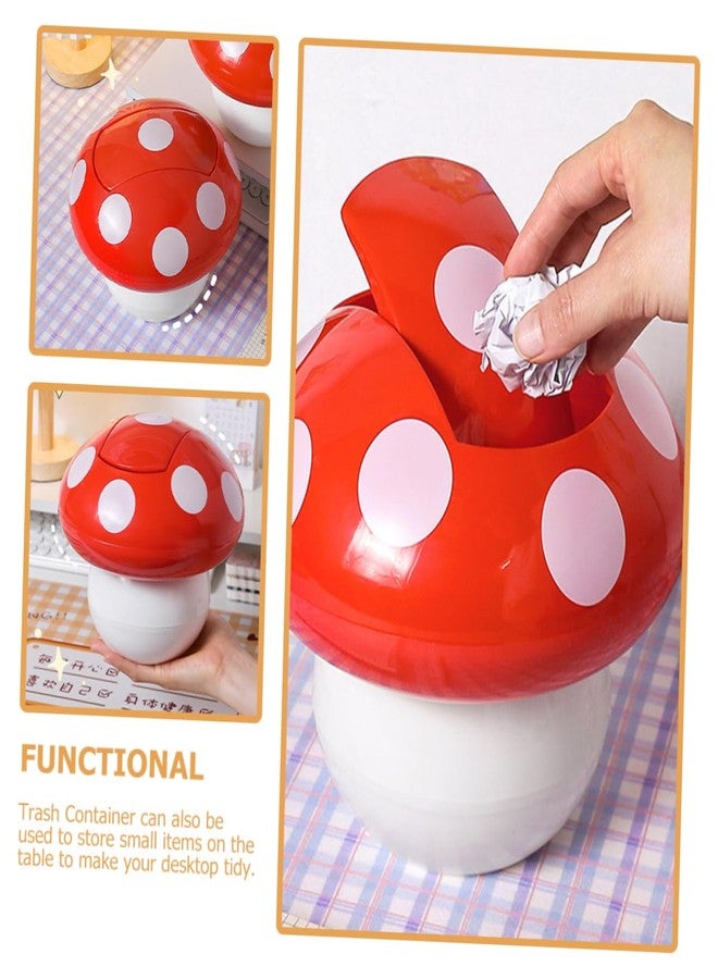 CAXUSD Mushroom Shaped Desktop Trash can with Lid Small Decorative Waste Container 7.51 Inch Compact Tabletop Garbage Bucket for Home Office Nursery - Image 3