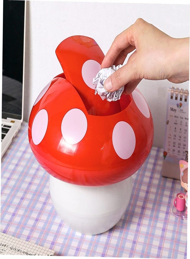 CAXUSD Mushroom Shaped Desktop Trash can with Lid Small Decorative Waste Container 7.51 Inch Compact Tabletop Garbage Bucket for Home Office Nursery - Image 4