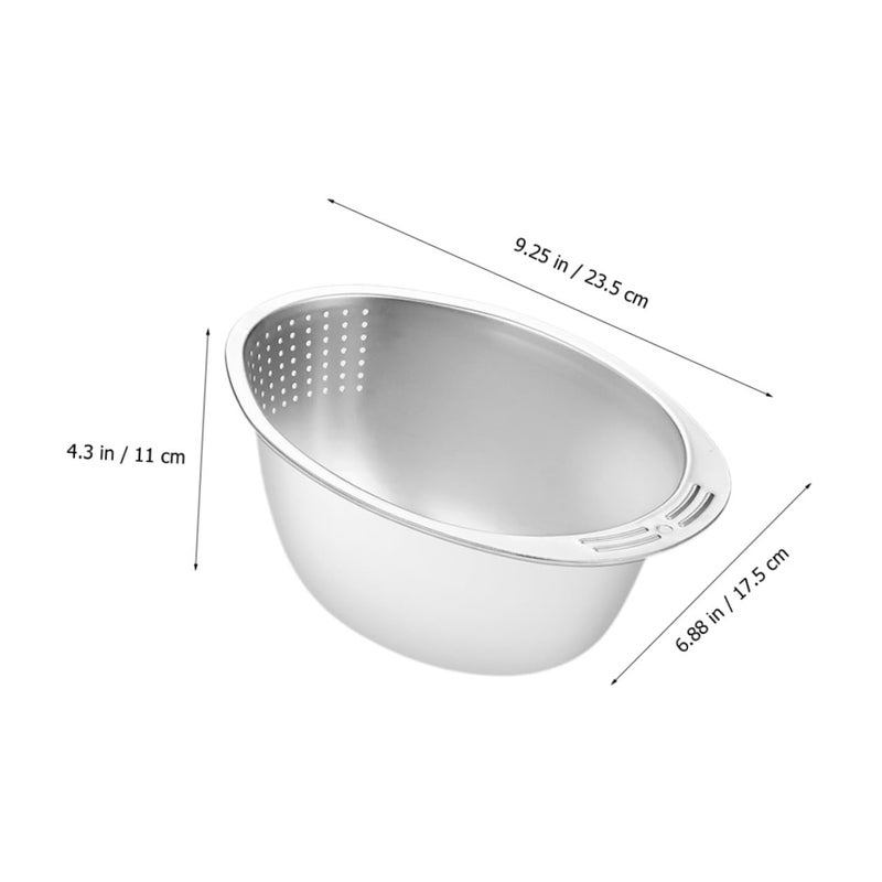 Widened Edge Stainless Steel Rice Washer Strainer Basin Multifunctional Kitchen Colander - Image 4