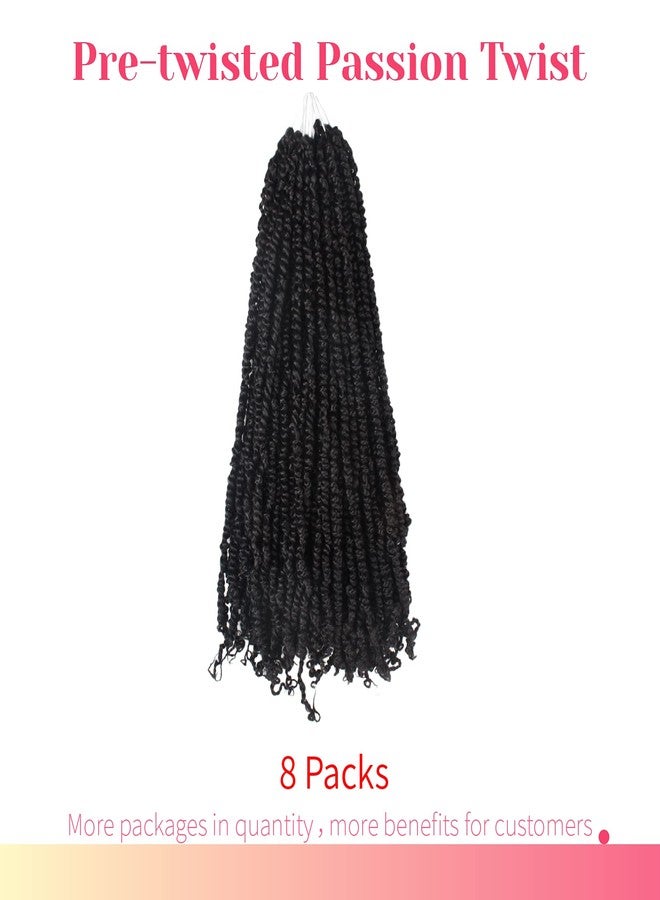 BOHOBABE Pre-twisted Passion Twist Crochet Hair 20 Inch Long Pre-looped Crochet Passion Twist Braiding Hair 8 Packs Soft Bohemian Twists (1B) - Image 2