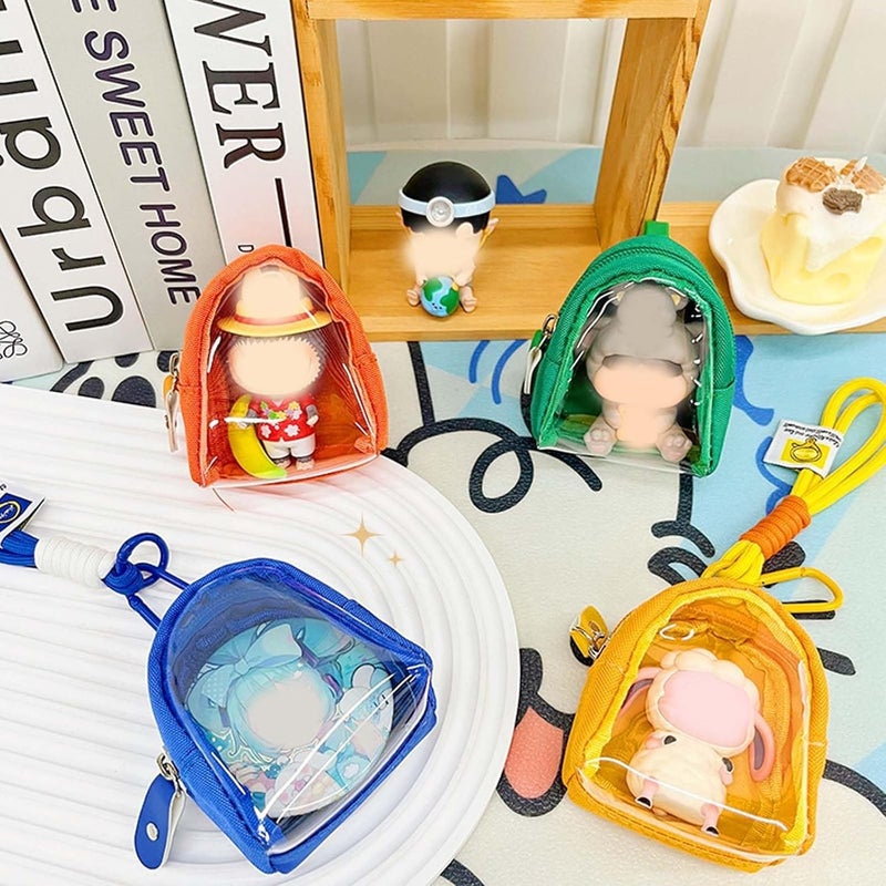 KeAiDMon Doll display canvas bag with keychain, portable figure transparent storage bag suitable for storing lipstick, Badge Wallet - Image 3