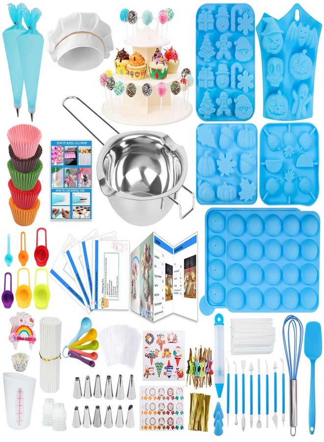 Ranchitel Cake Pop Maker Kit with Cake Pop Sticks Silicone Cake Pop Mold Cake Stand Chocolate Candy Melting Pot Lollipop Instructions Visual Recipe Cards Icing Piping Tips Cake Topper Baking Supplies - Image 1