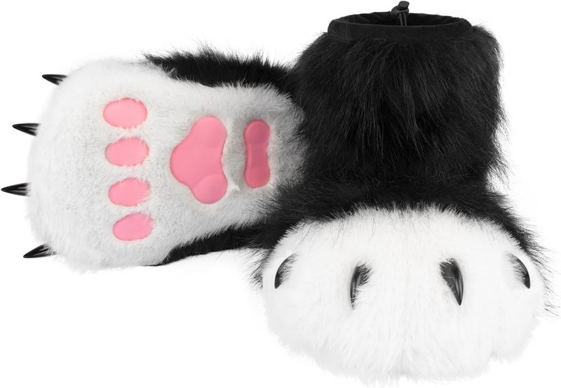 Animal Fuzzy Slippers Bear Cat Wolf Dog Fox Fursuit Feet Paw Claw Shoes Furry Boots Costume Accessories for Adult Kids - Image 1