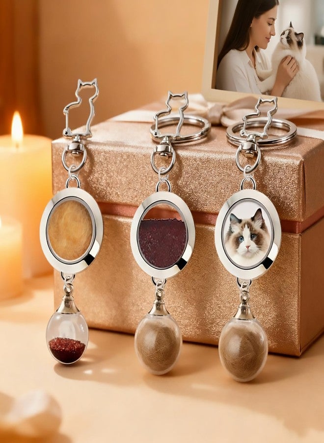 Cat Fur Keepsake Keychain with Ashes Locket, Memorial Jewelry for Cats - Image 5