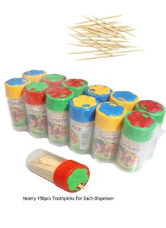 Generic Disposable Toothpicks Set Double-ended Sharp Pointed Bamboo Wood Picks with Dispenser Container Included Totally About 1800pcs  Teeth picks for Enhanced Oral Hygiene and Fruits Garnishes Cheese Skewering And DIY Art Craft Projects  - Image 1