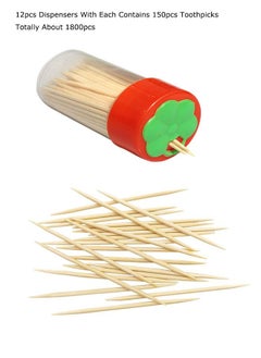 Generic Disposable Toothpicks Set Double-ended Sharp Pointed Bamboo Wood Picks with Dispenser Container Included Totally About 1800pcs  Teeth picks for Enhanced Oral Hygiene and Fruits Garnishes Cheese Skewering And DIY Art Craft Projects  - Image 2