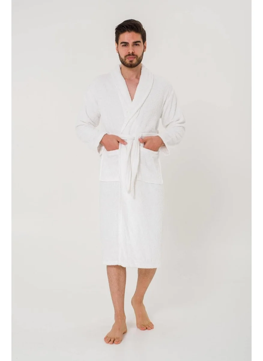 Cotenconcept King Size Plain and Cotton Shawl Collar Men's Bathrobe