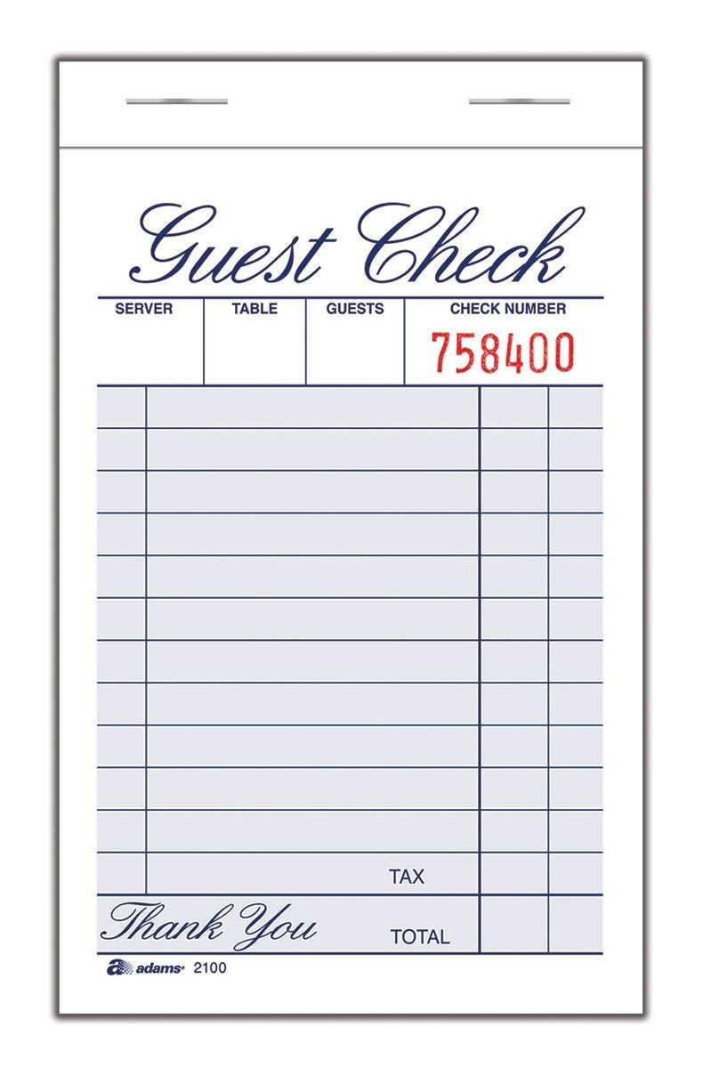 Adams Guest Check Pad, Single Part, White, 3-11/32" x 5-7/16", 100 Sheets/Pad, 12 Pads/Pack (2100-12) - Image 5