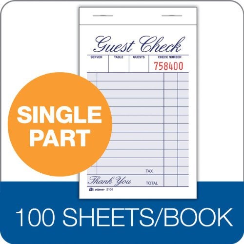 Adams Guest Check Pad, Single Part, White, 3-11/32" x 5-7/16", 100 Sheets/Pad, 12 Pads/Pack (2100-12) - Image 3