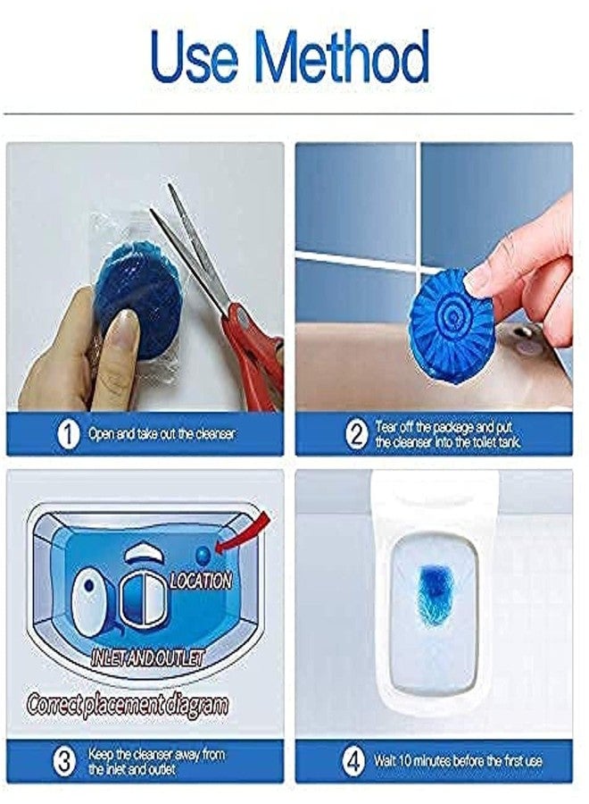 JHBK Automatic Flush Toilet Bowl Cleaner Tablets, Bathroom Toilet Tank Cleaner, Powerful Cleaning Ball Toilet Blue Deep Clean Bubbles, Mild Lemon Scent, Long-Lasting Fresh Air Pack of 10 - Image 3