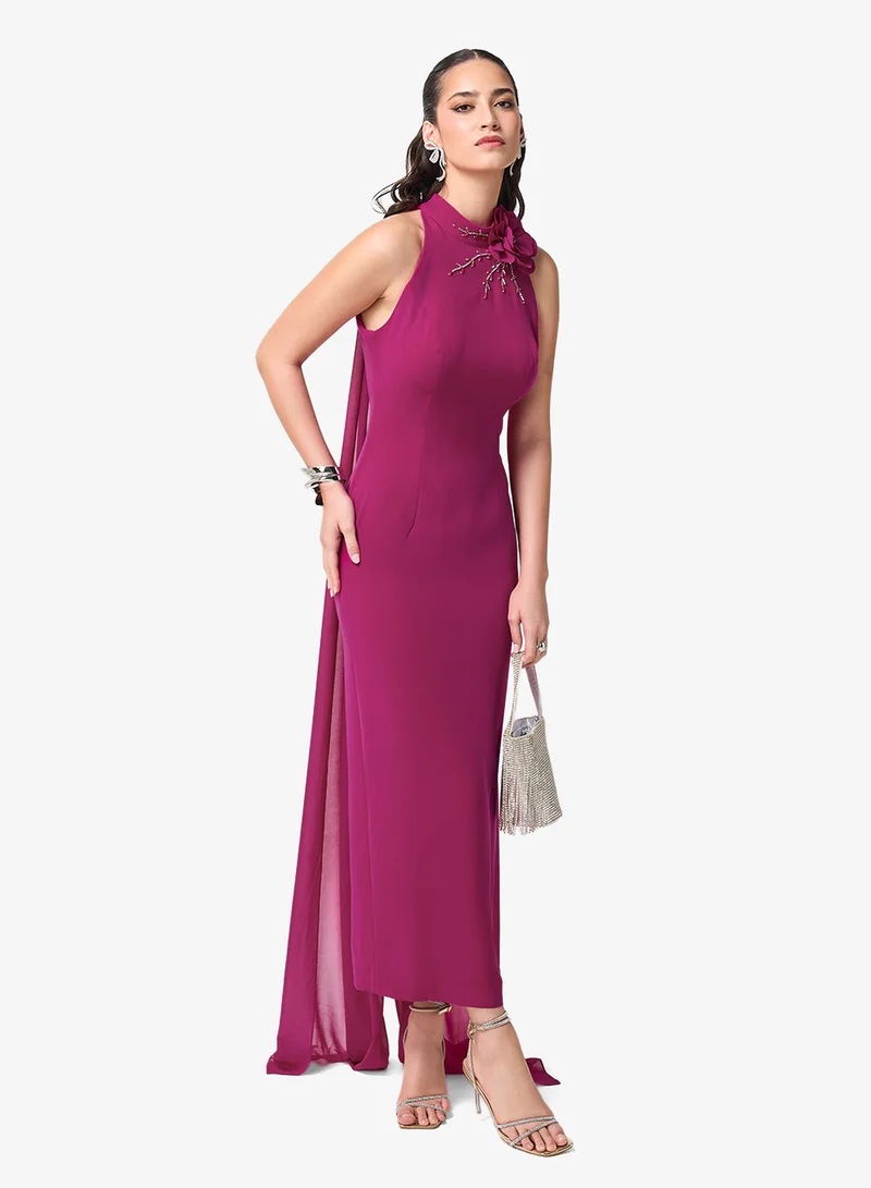 Threadz by Ajooni  Draped Sleeveless Maxi Dress for Women | Best Price UAE