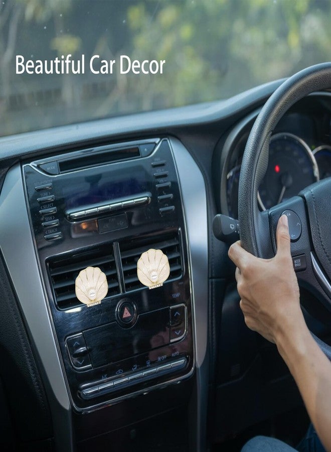 ORIESSE Beach Decor,2pcs Seashell Air Vent Clips Car Air Freshener,Beige Scallop Ocean Car Interior Decor Diffuser for Women Mom - Image 4