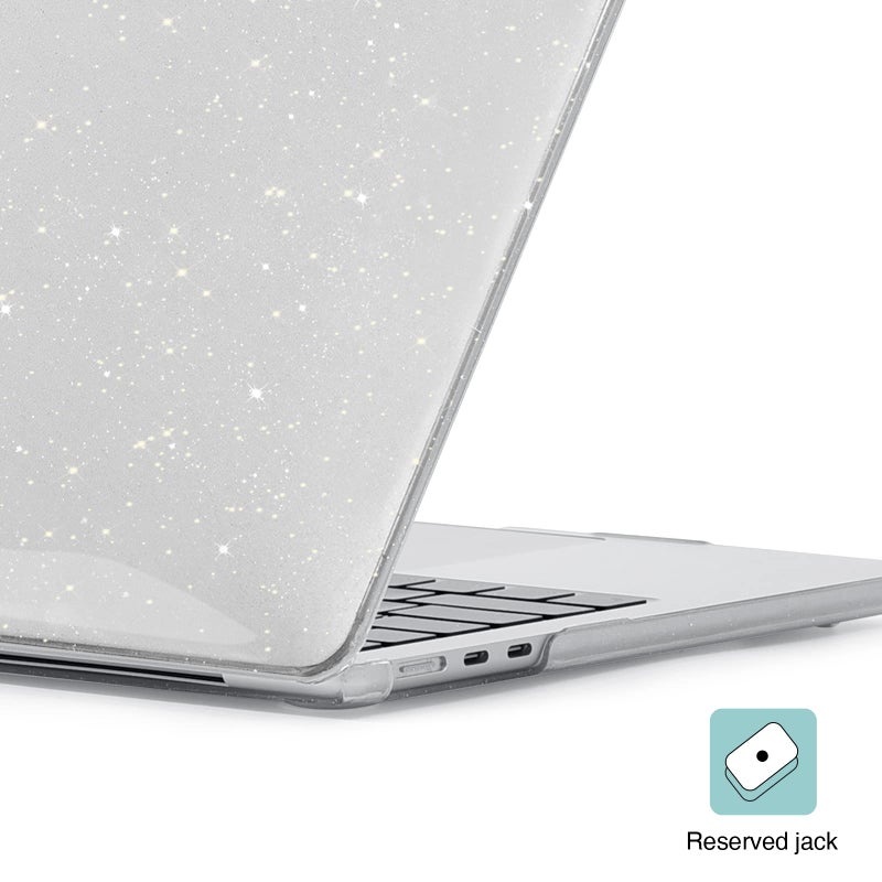 EooCoo Case Compatible with MacBook Air 15 inch M5 2026 2025-2023 Release M4 M3 M2 Model A3448 A3241 A3114 A2941, Plastic Hard Shell Case & Keyboard Cover & Screen Protector, Sparkly Clear - Image 3