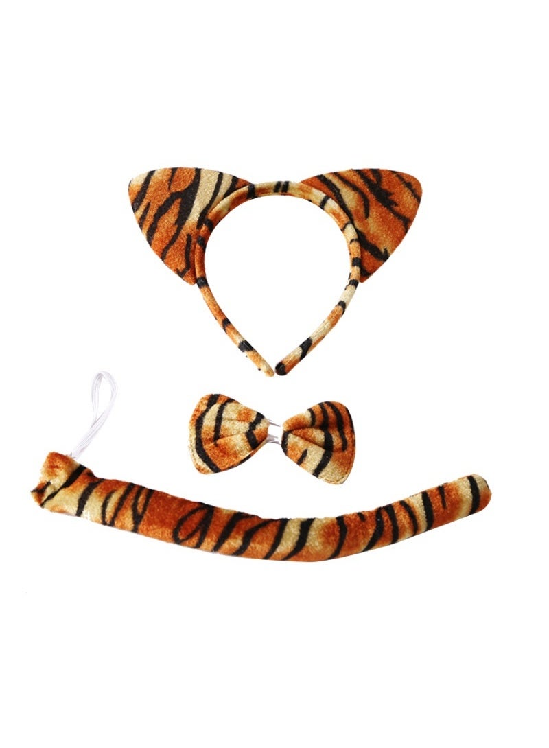 NIBEMINENT Cartoon headband, head accessory, animal three-piece set, rabbit, cat, tiger, ears, bow tie, tail