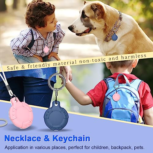 TOLUOHU [4 Pack] for Air Tag Bracelet & Airtag Necklace, Silicone Wristband Air tag Holder Kids Hidden Waterproof AirTag Accessories Compatible with Apple AirTag Lightweight, Adjustable (Blue + Pink) - Image 5