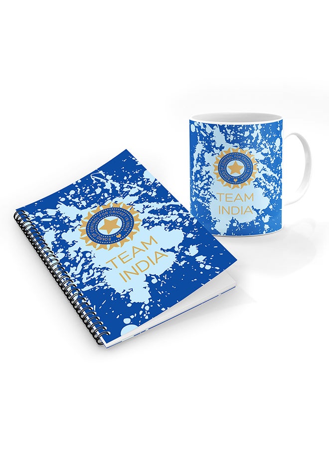 Stylizedd Designer Printed Coffee Mug + A5 Spiral Notebook Memo Notepad Journal Personalised Combo Gift Set Team India
