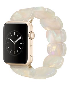 Y&D Resin Stretchy Watch Band, Strap Wristband for iWatch Bracelet, Fashion Lightweight Bracelet Replacement, 41/40/38mm, Series Ultra/SE/8/7/6/5/4/3/2/1 (White)  - Image 1