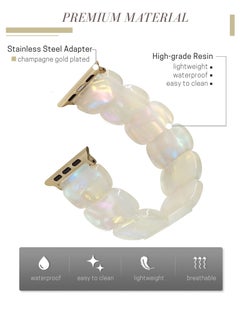 Y&D Resin Stretchy Watch Band, Strap Wristband for iWatch Bracelet, Fashion Lightweight Bracelet Replacement, 41/40/38mm, Series Ultra/SE/8/7/6/5/4/3/2/1 (White)  - Image 2