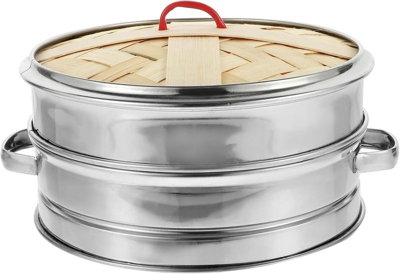 Double-eared 18cm Lid Steam Basket Set, Stainless Steel Edge Food Steamer with Lid, Kitchen Cooking Steamer for Healthy Steaming Meals Assorted Style Assorted style - Image 1