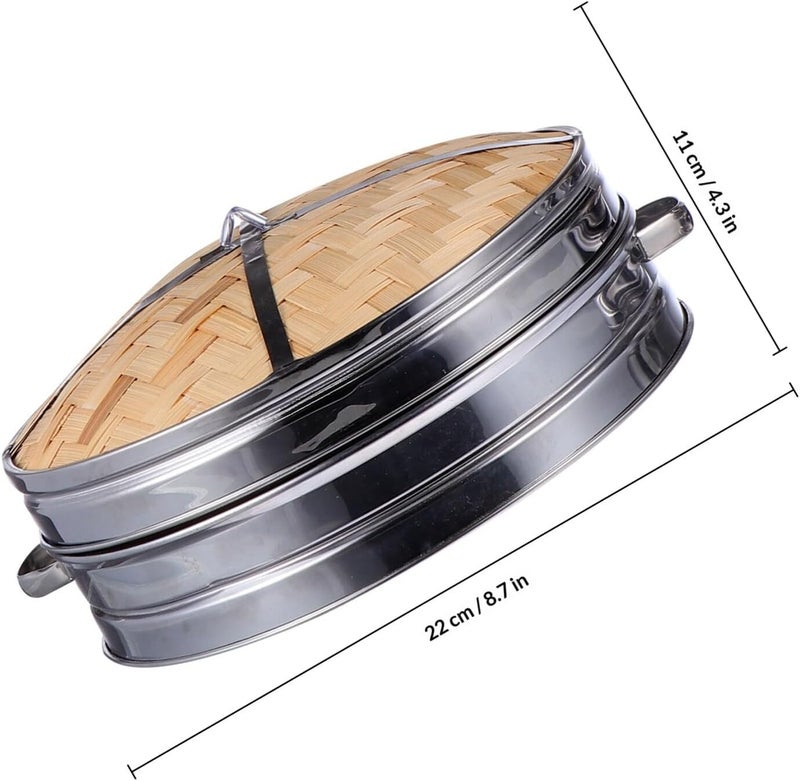 Double-eared 18cm Lid Steam Basket Set, Stainless Steel Edge Food Steamer with Lid, Kitchen Cooking Steamer for Healthy Steaming Meals Assorted Style Assorted style - Image 2
