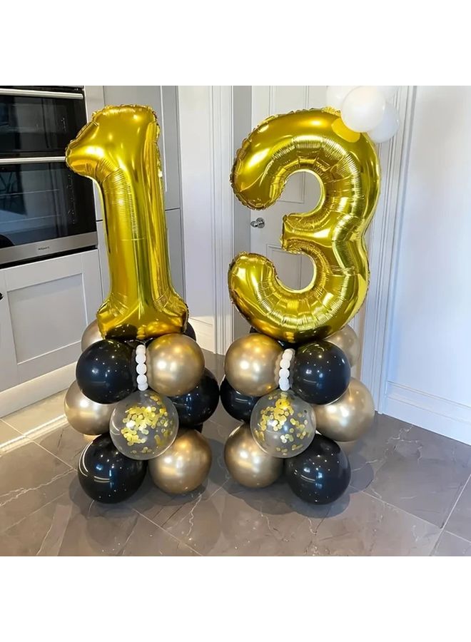 Large Black Number 2 5 Balloons 40 Inch Golden Party Decorations Birthday - Image 4